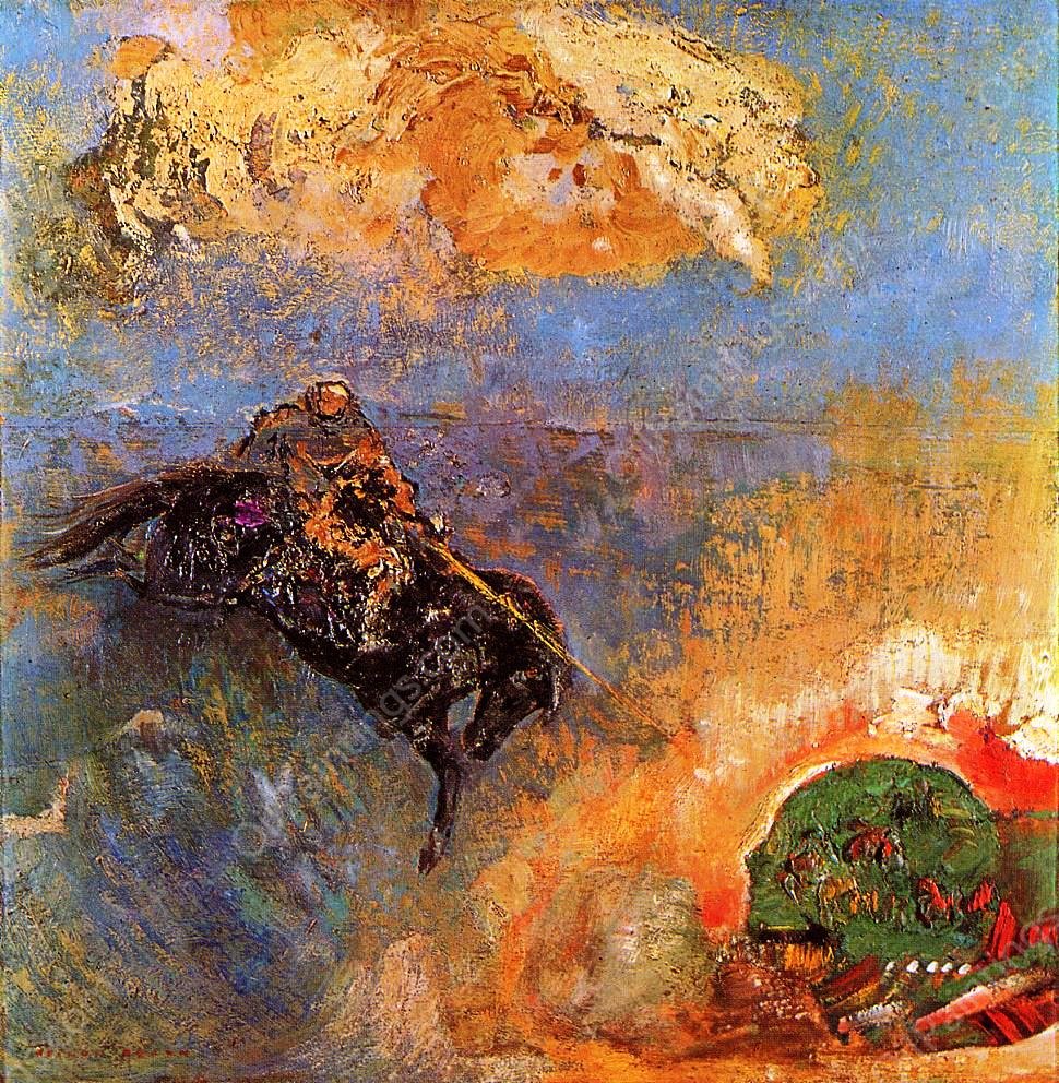 Roger and Angelica by Odilon Redon - Hand-Painted Oil Painting Reproduction