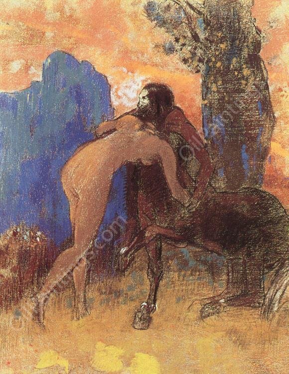 Struggle between Woman and Centaur by Odilon Redon - Hand-Painted Oil Painting Reproduction