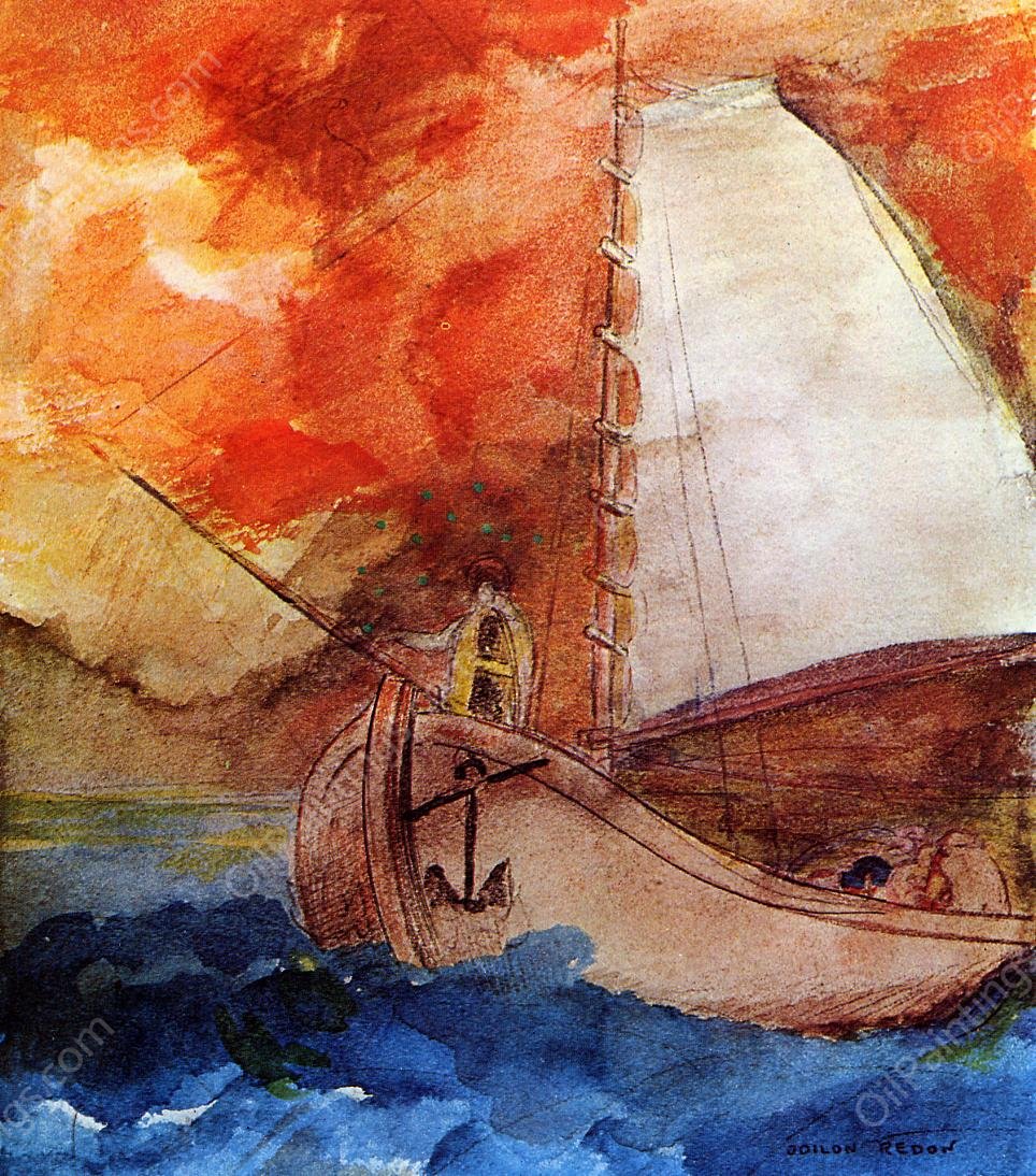The Boat by Odilon Redon - Hand-Painted Oil Painting Reproduction