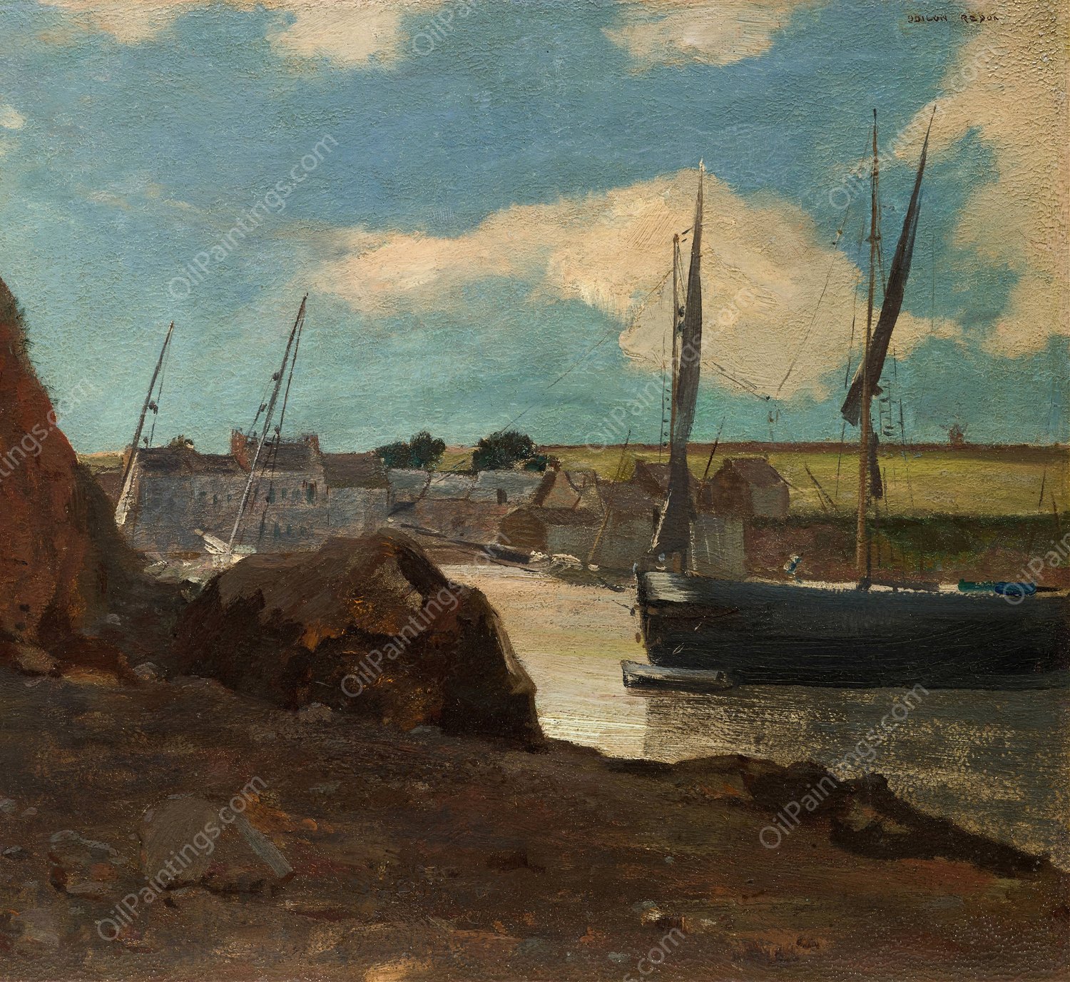 The Port of Morgat  by Odilon Redon - Hand-Painted Oil Painting Reproduction