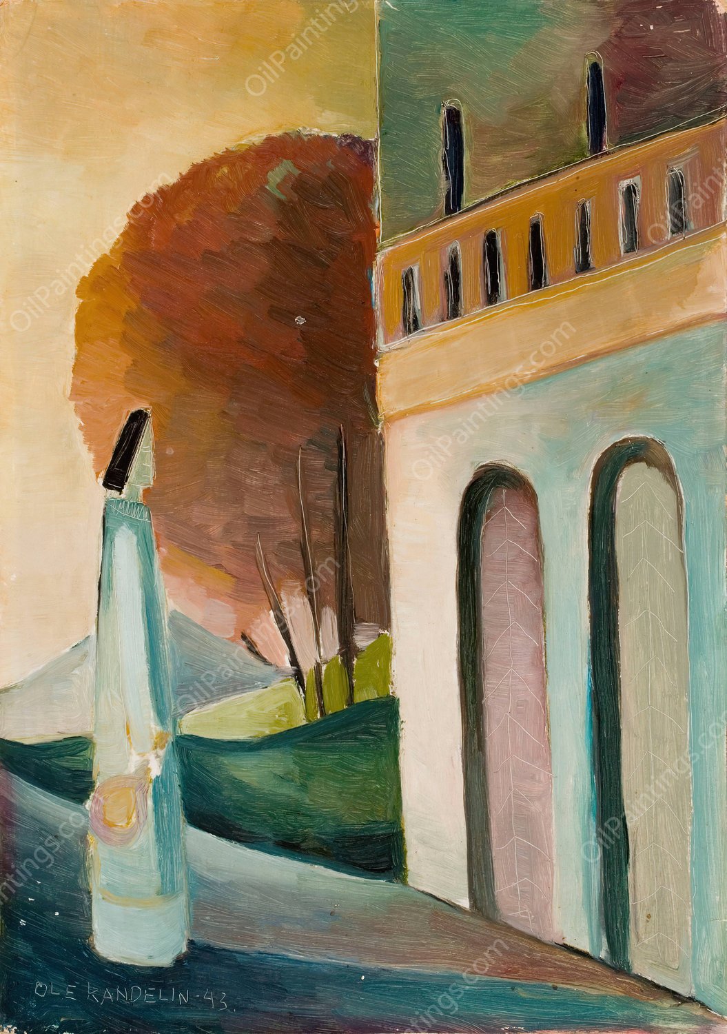 At a Palace Gate  by Ole Kandelin - Hand-Painted Oil Painting Reproduction