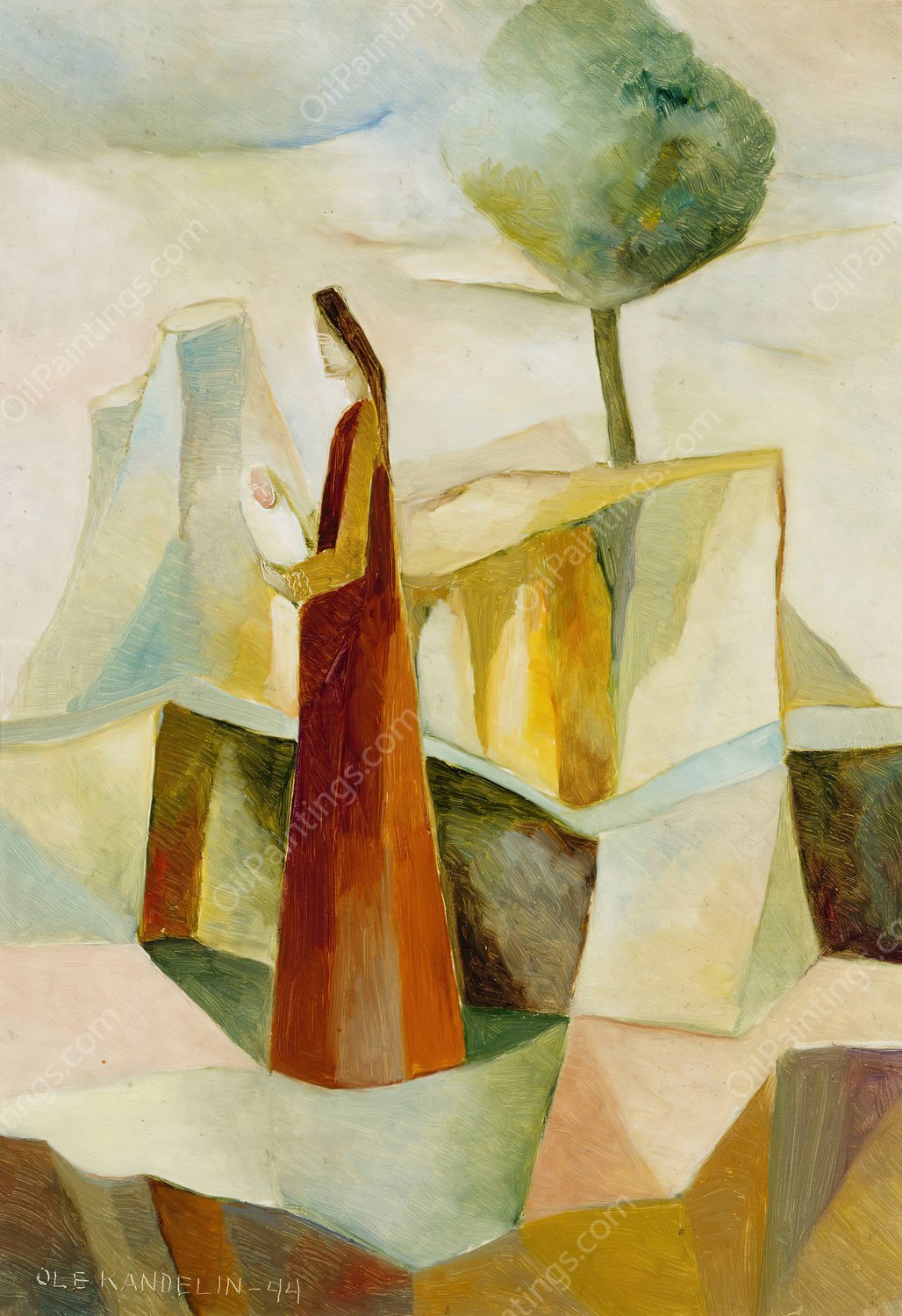 Mary and The Infant Jesus  by Ole Kandelin - Hand-Painted Oil Painting Reproduction