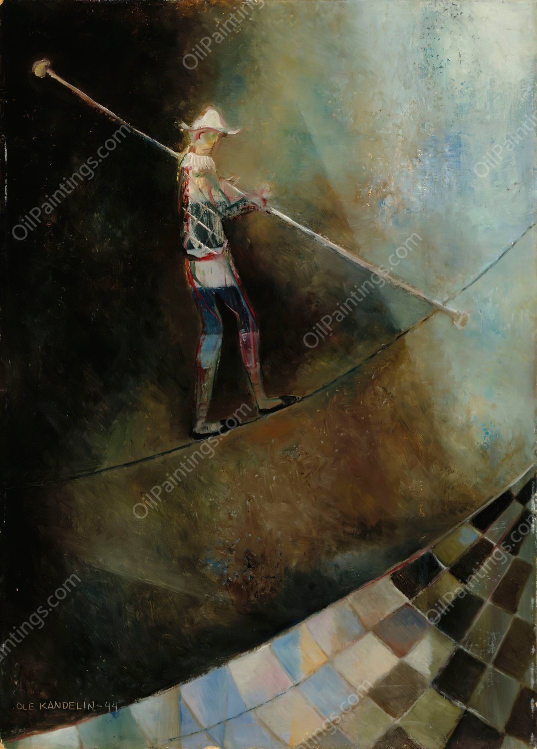 The Rope-Dancer  by Ole Kandelin - Hand-Painted Oil Painting Reproduction