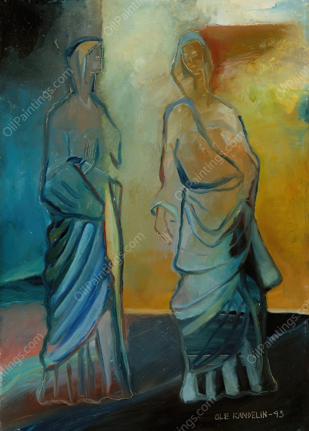 Two Apostles  by Ole Kandelin - Hand-Painted Oil Painting Reproduction