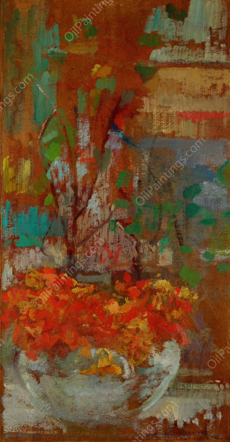 Composition with Nasturtiums  by Olga Boznanska - Hand-Painted Oil Painting Reproduction