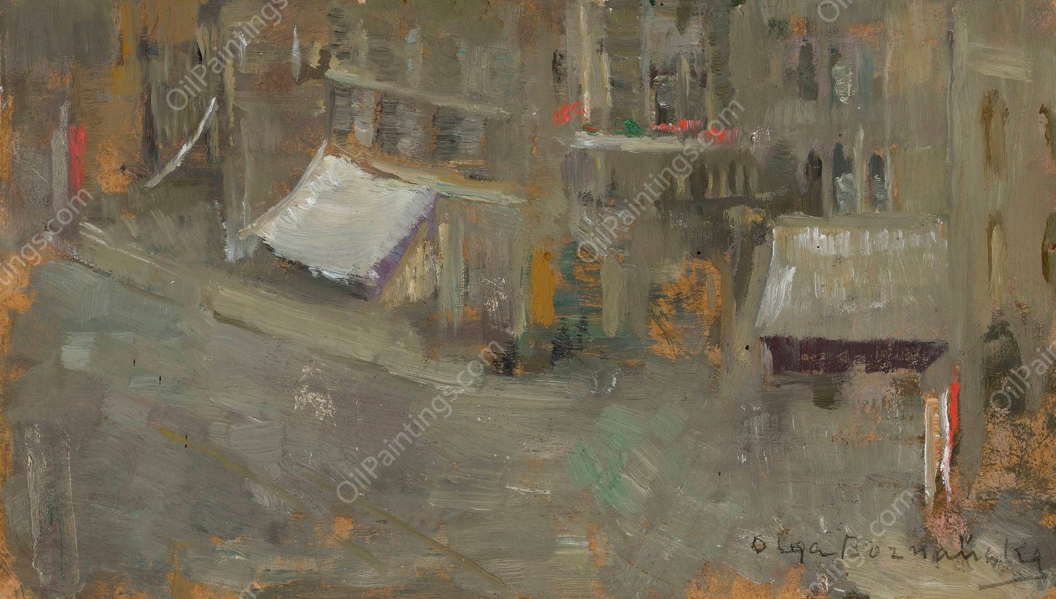 Place de Thernes in Paris  by Olga Boznanska - Hand-Painted Oil Painting Reproduction