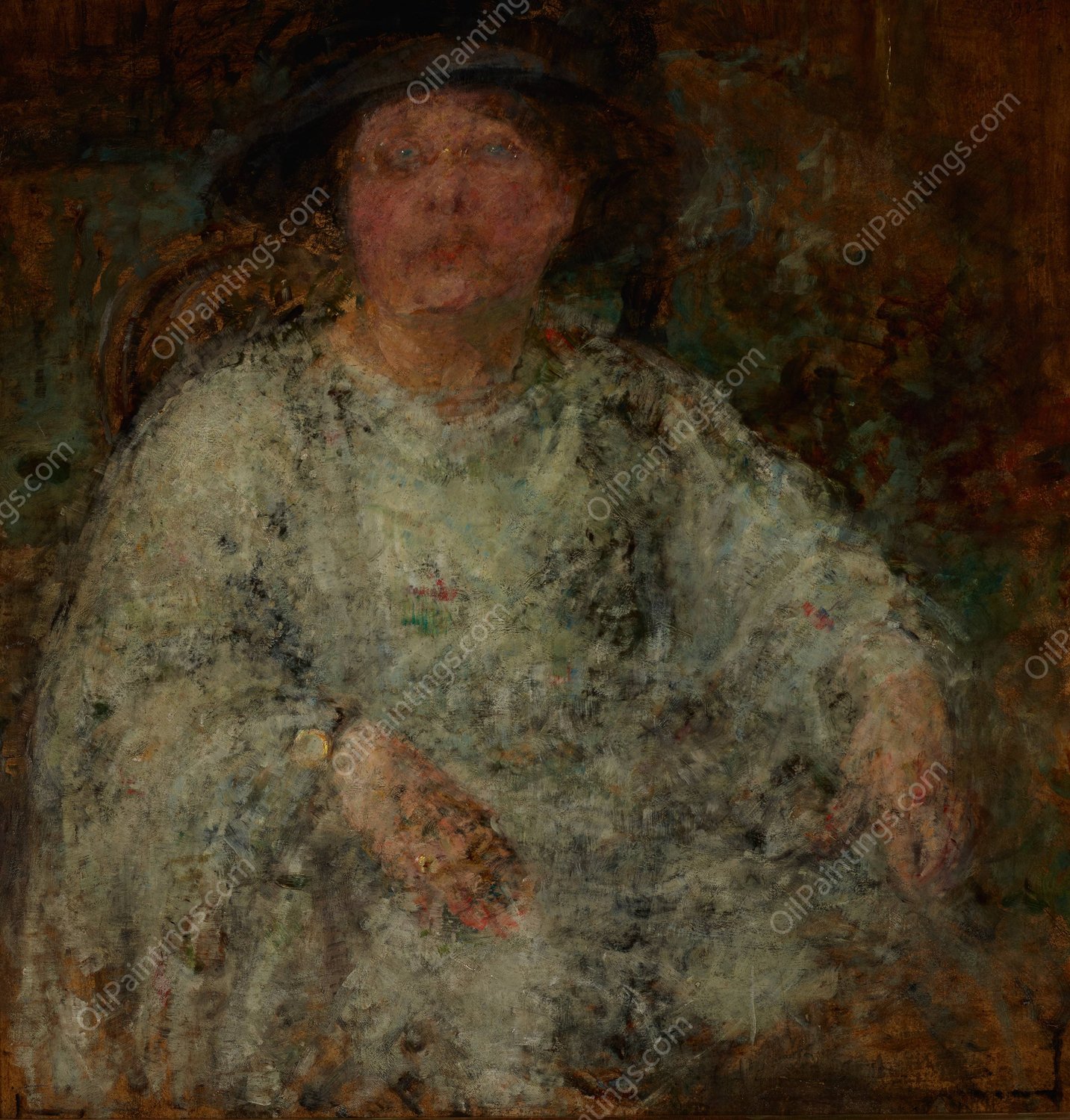 Portrait of a Lady with Glasses  by Olga Boznanska - Hand-Painted Oil Painting Reproduction