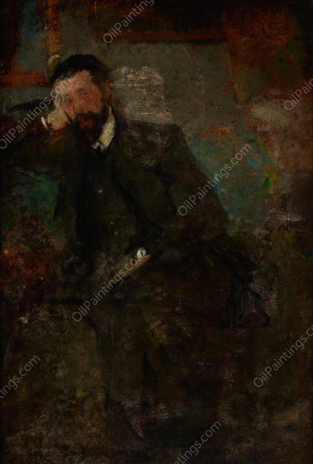 Portrait of a Man  by Olga Boznanska - Hand-Painted Oil Painting Reproduction