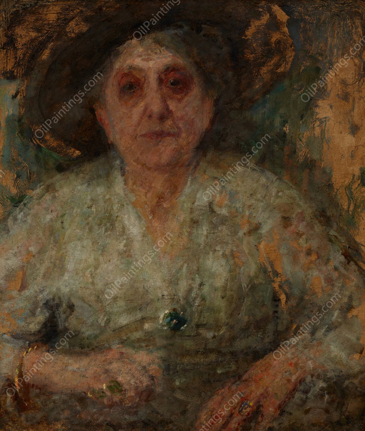 Portrait of an Older Lady  by Olga Boznanska - Hand-Painted Oil Painting Reproduction