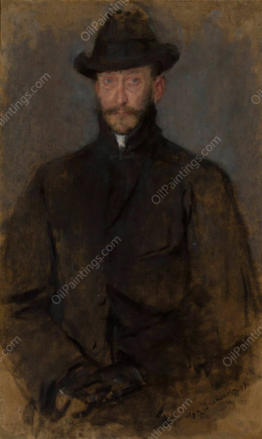 Portrait of Antoni Kamienski  by Olga Boznanska - Hand-Painted Oil Painting Reproduction