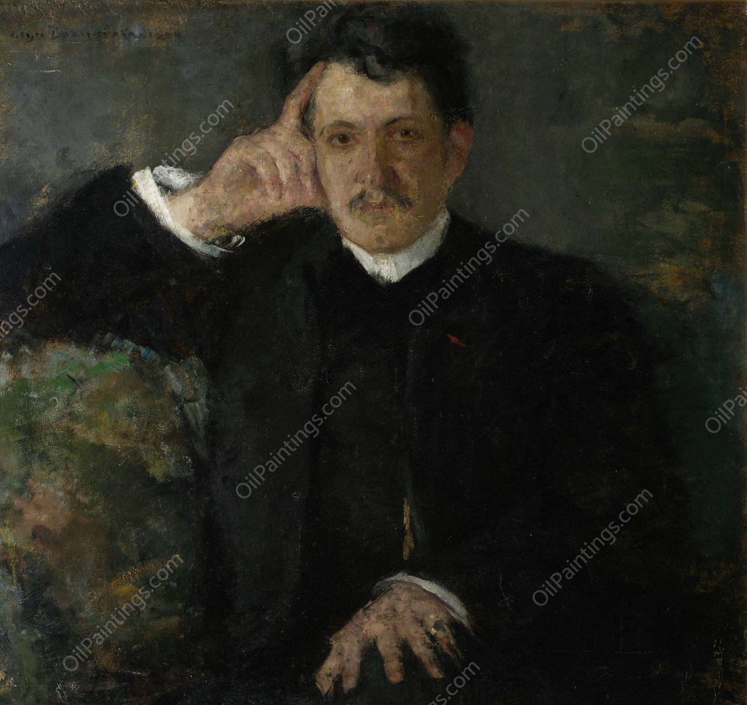 Portrait of August Radwan, pianist  by Olga Boznanska - Hand-Painted Oil Painting Reproduction