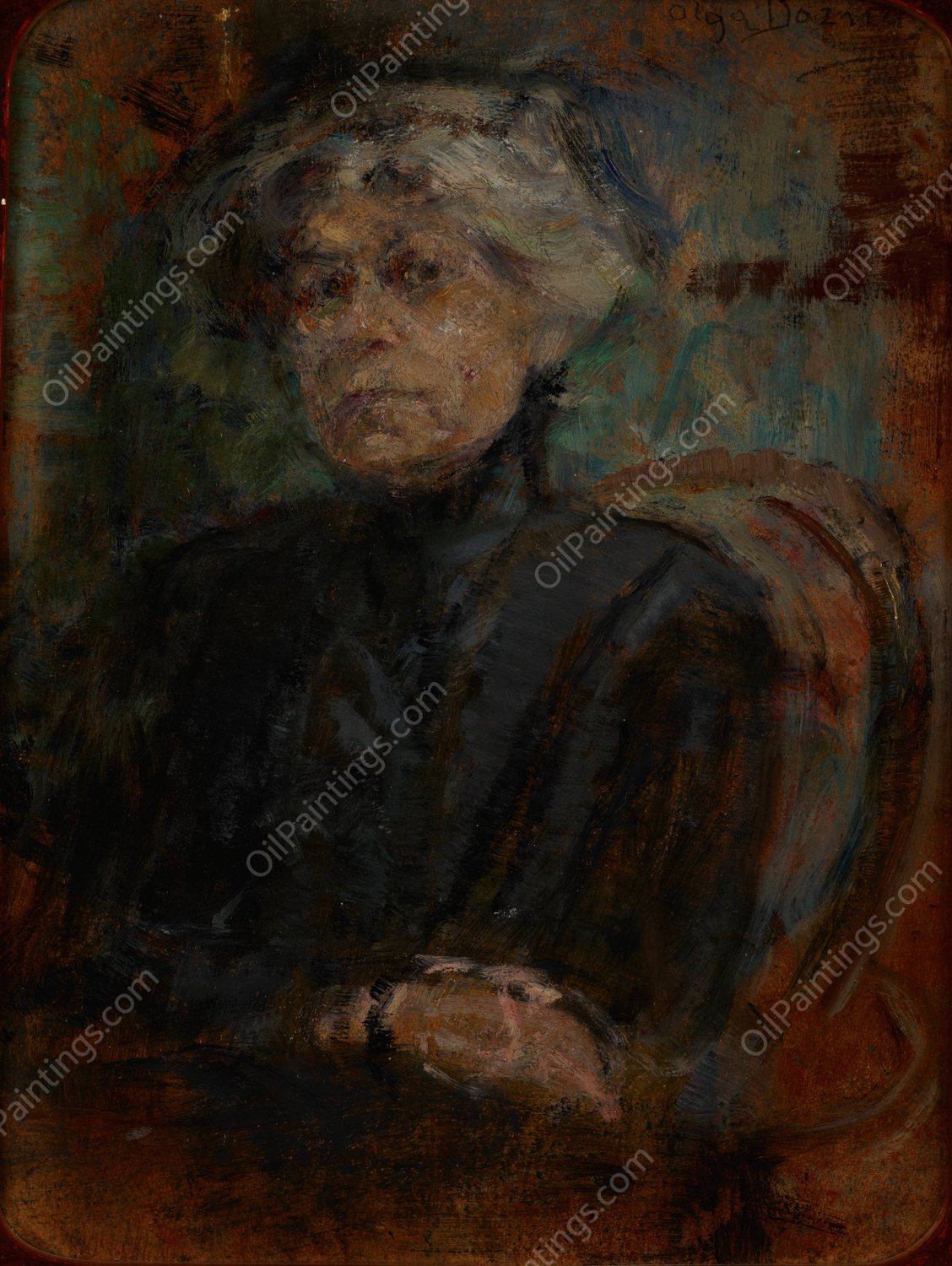 Portrait of Berta Dylion  by Olga Boznanska - Hand-Painted Oil Painting Reproduction