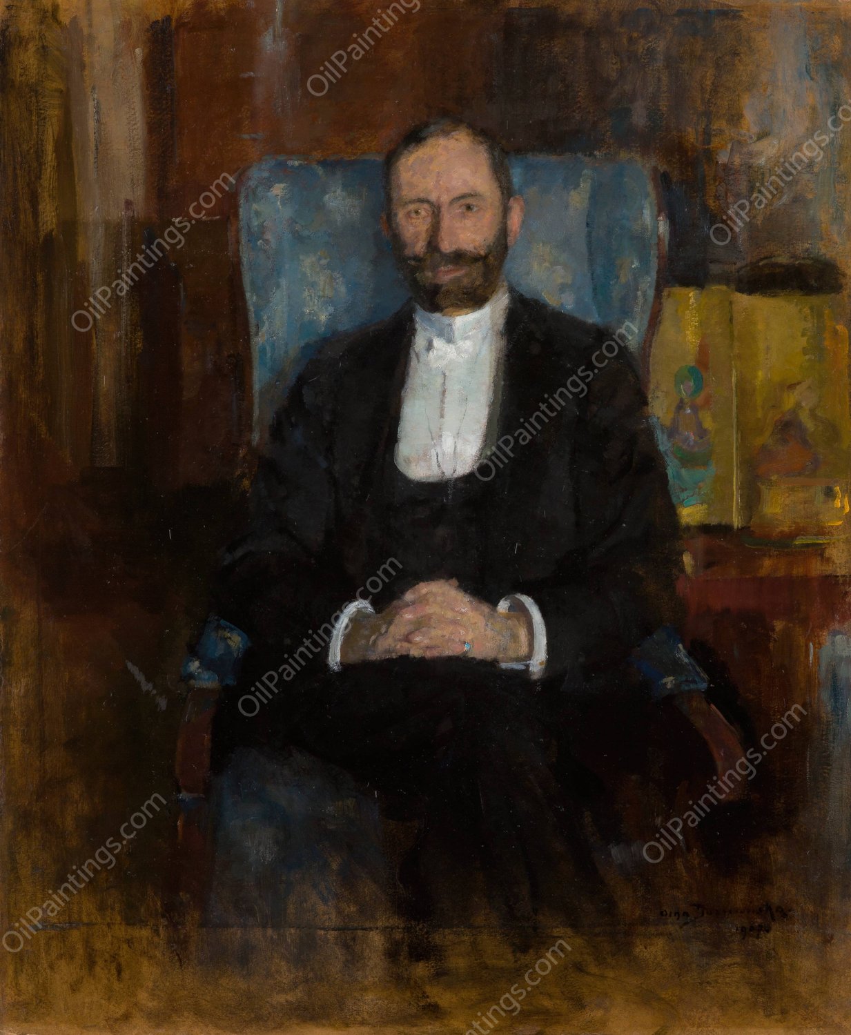 Portrait of Feliks Jasienski  by Olga Boznanska - Hand-Painted Oil Painting Reproduction