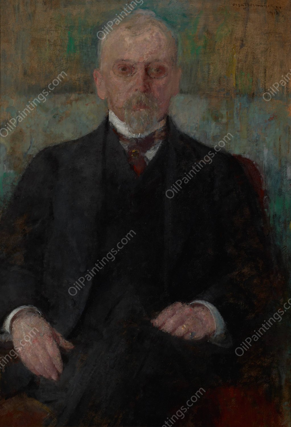 Portrait of Henryk Sienkiewicz  by Olga Boznanska - Hand-Painted Oil Painting Reproduction