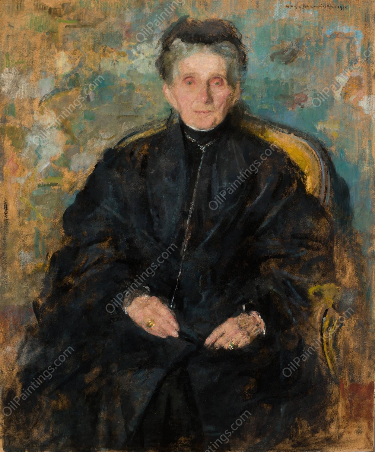 Portrait of Jadwiga Sapiezyna nee Sanguszko  by Olga Boznanska - Hand-Painted Oil Painting Reproduction