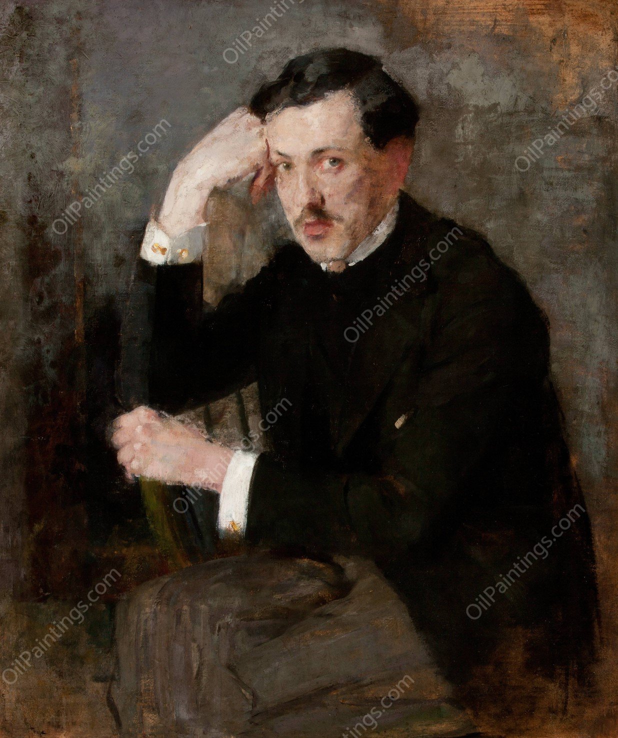 Portrait of Jozef Czajkowski  by Olga Boznanska - Hand-Painted Oil Painting Reproduction