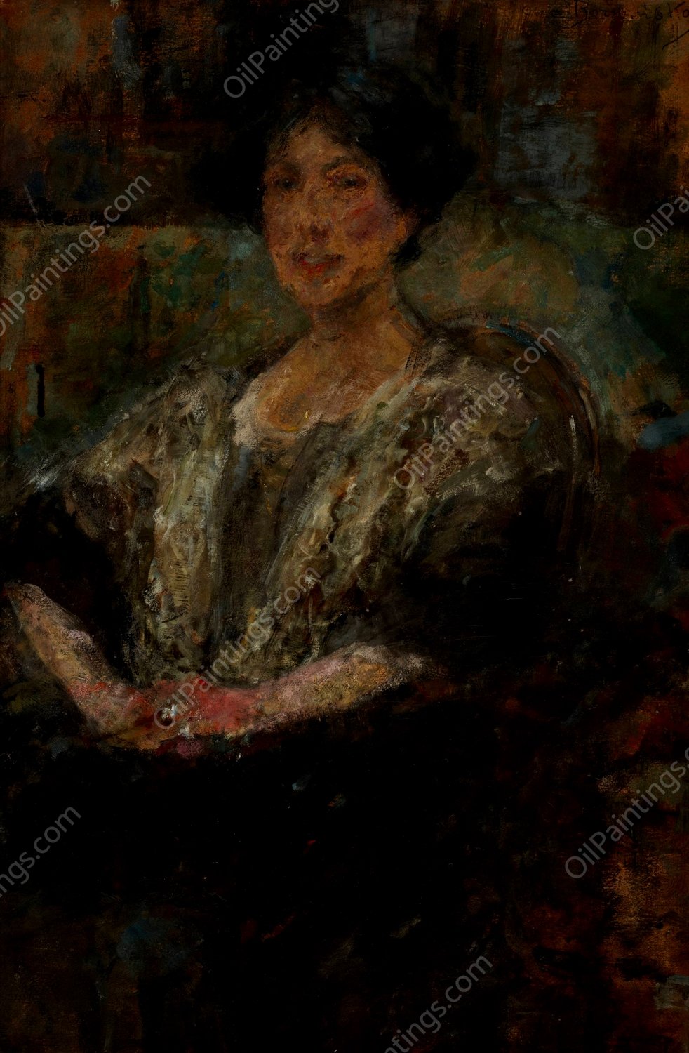 Portrait of Julia Ginzberg  by Olga Boznanska - Hand-Painted Oil Painting Reproduction