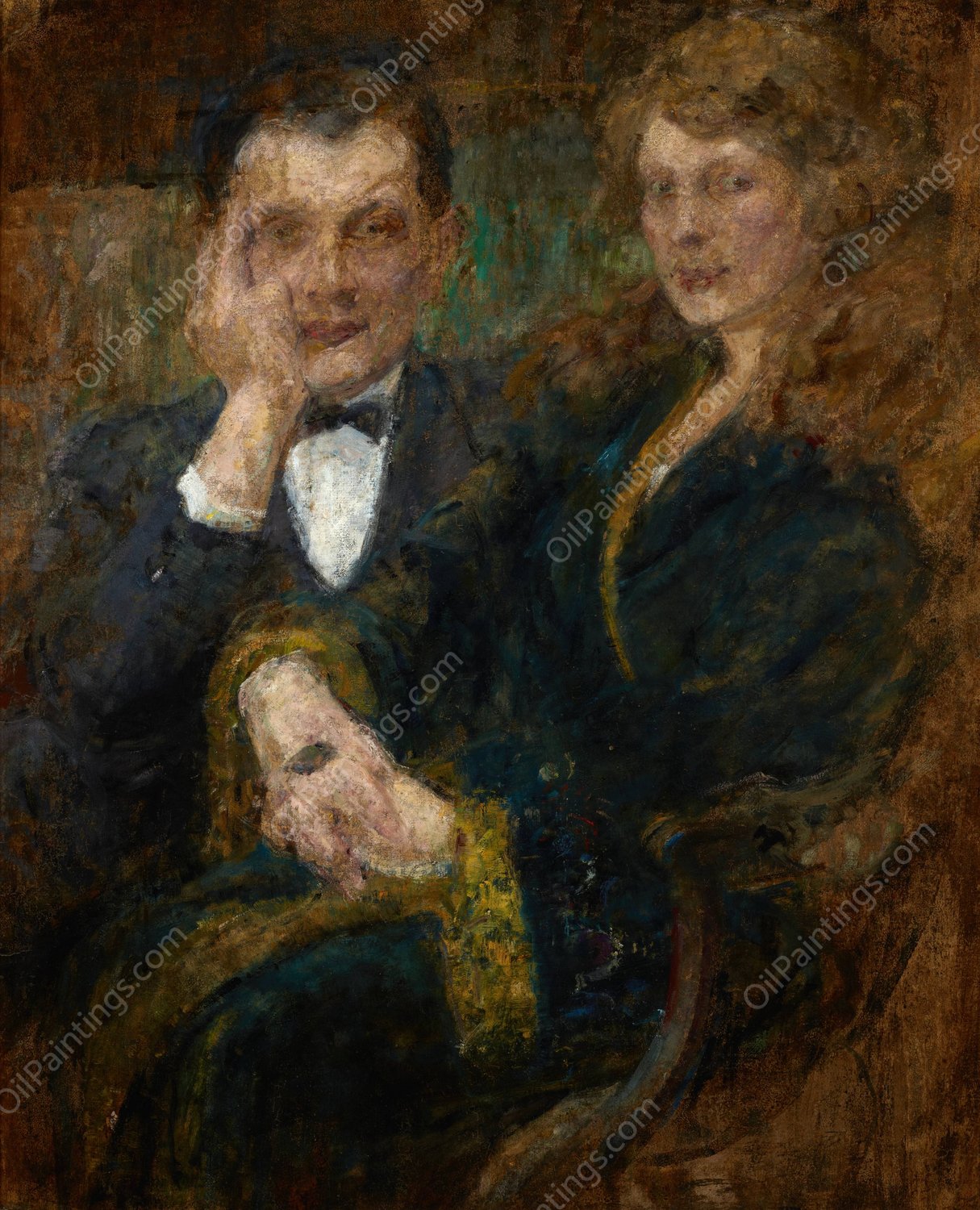 Portrait of Mrs and Mr Smogorzewski  by Olga Boznanska - Hand-Painted Oil Painting Reproduction