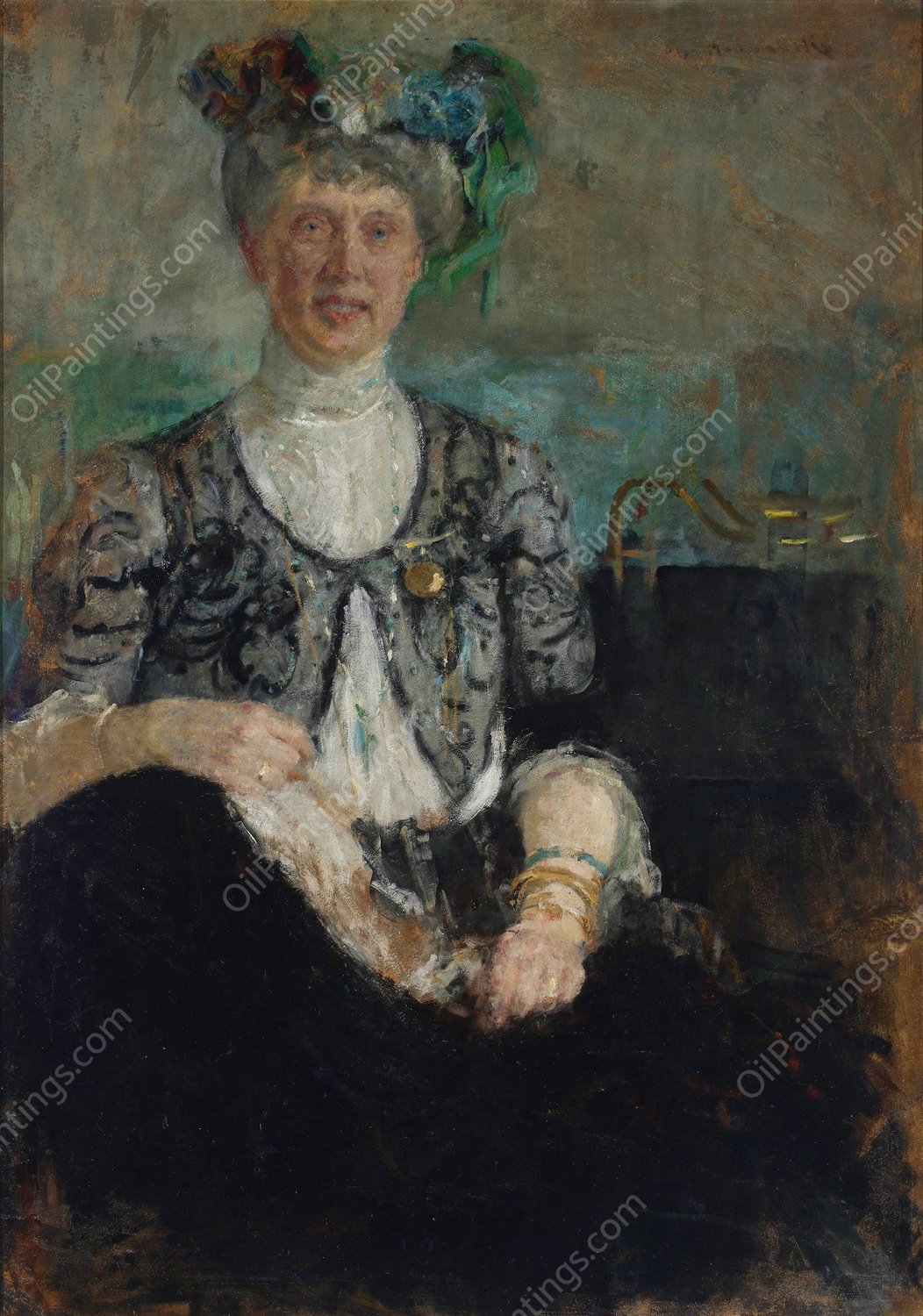 Portrait of Mrs. Buyko  by Olga Boznanska - Hand-Painted Oil Painting Reproduction