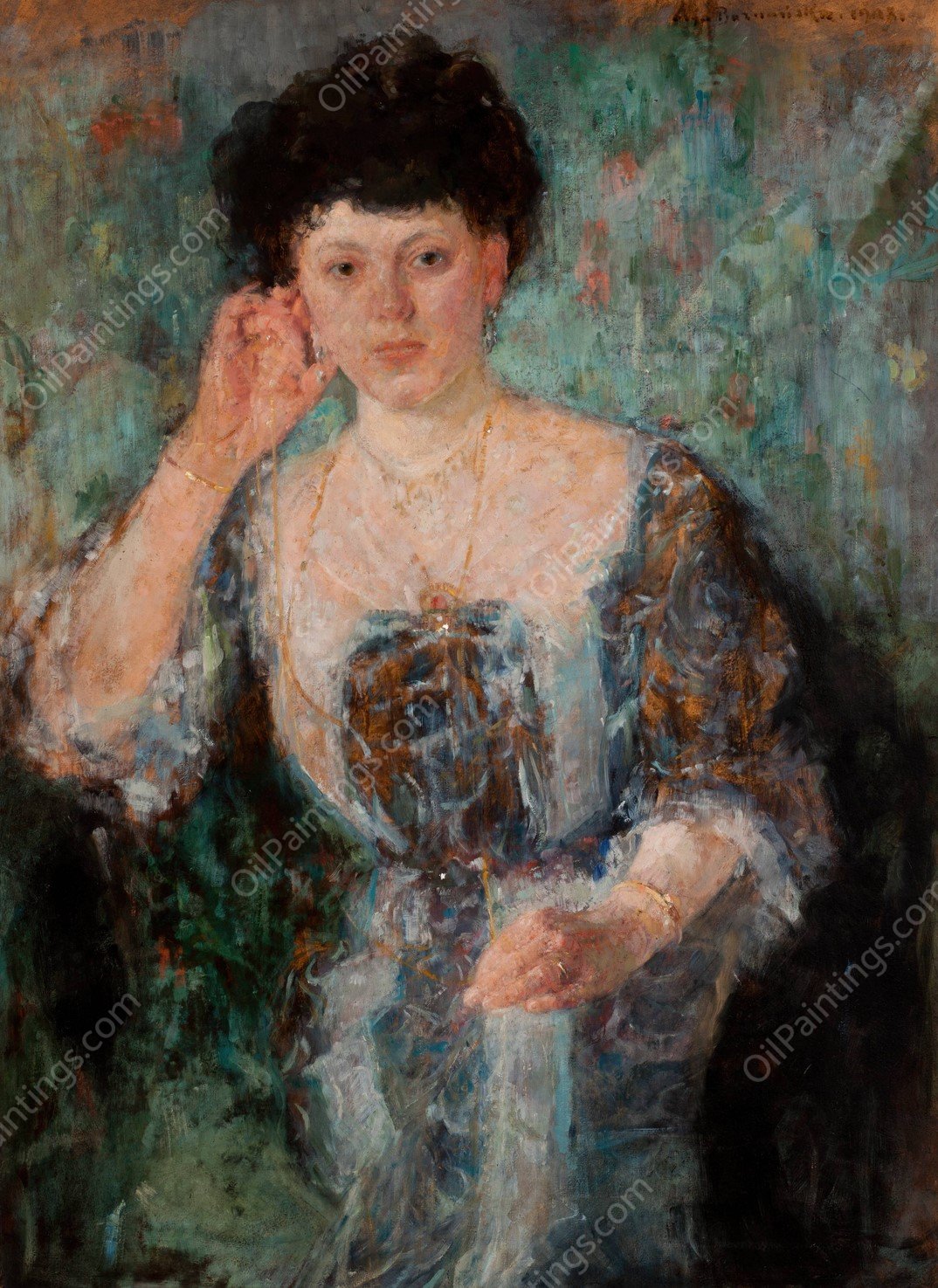 Portrait of Mrs Horain  by Olga Boznanska - Hand-Painted Oil Painting Reproduction