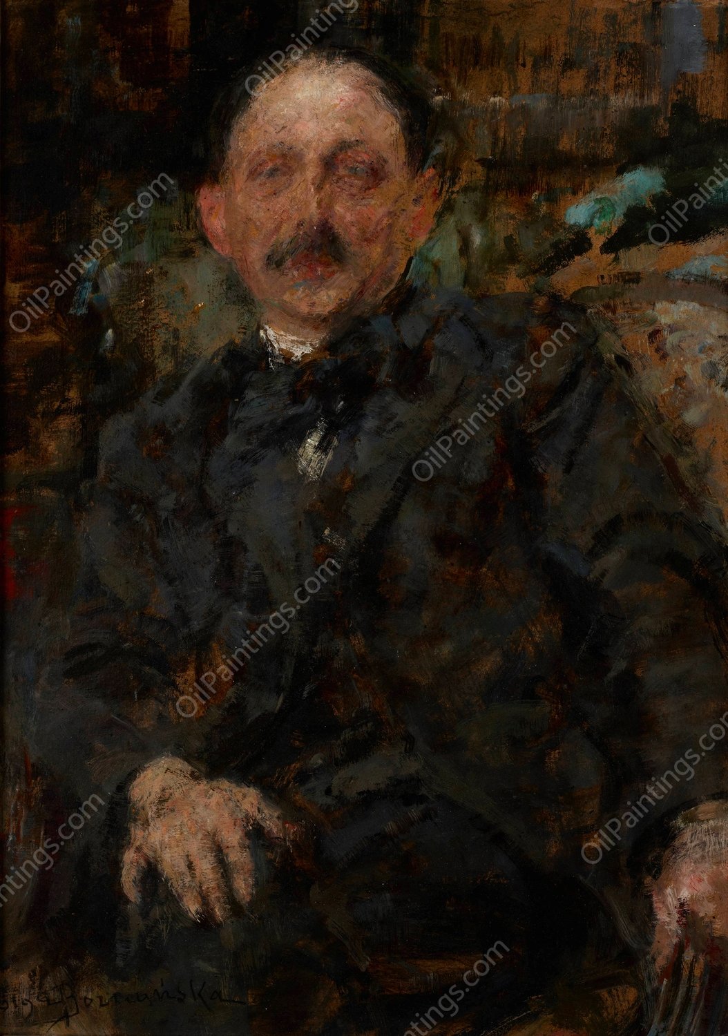 Portrait of Painter Marcin Samlicki  by Olga Boznanska - Hand-Painted Oil Painting Reproduction