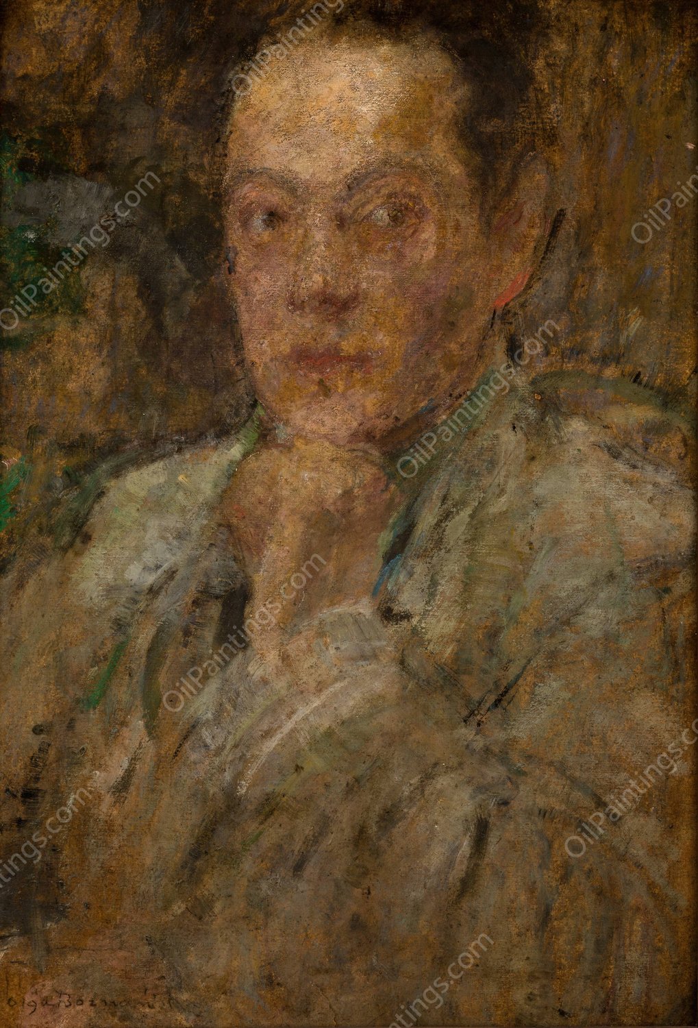 Portrait of Sculptor Stefan Zbigniewicz  by Olga Boznanska - Hand-Painted Oil Painting Reproduction