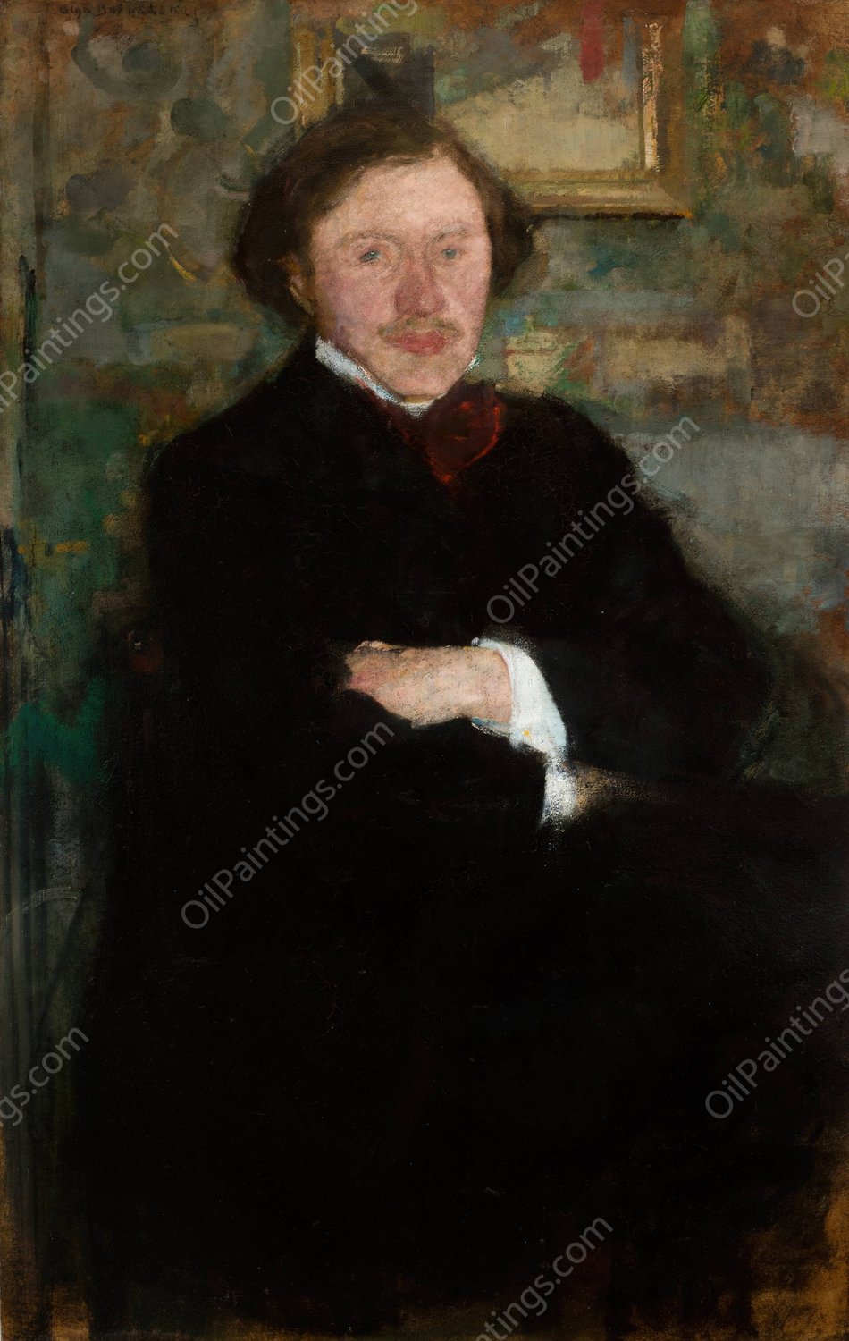 Portrait of the Pianist Prof. Antoni Dieth  by Olga Boznanska - Hand-Painted Oil Painting Reproduction