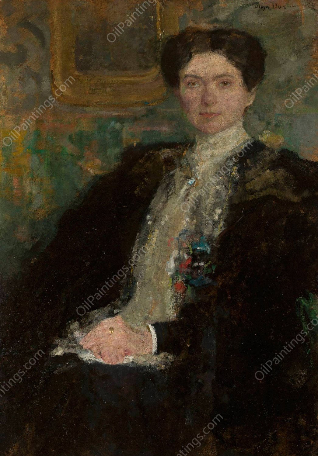 Portrait of Zofia Kirkor-Kiedron nee Grabska  by Olga Boznanska - Hand-Painted Oil Painting Reproduction