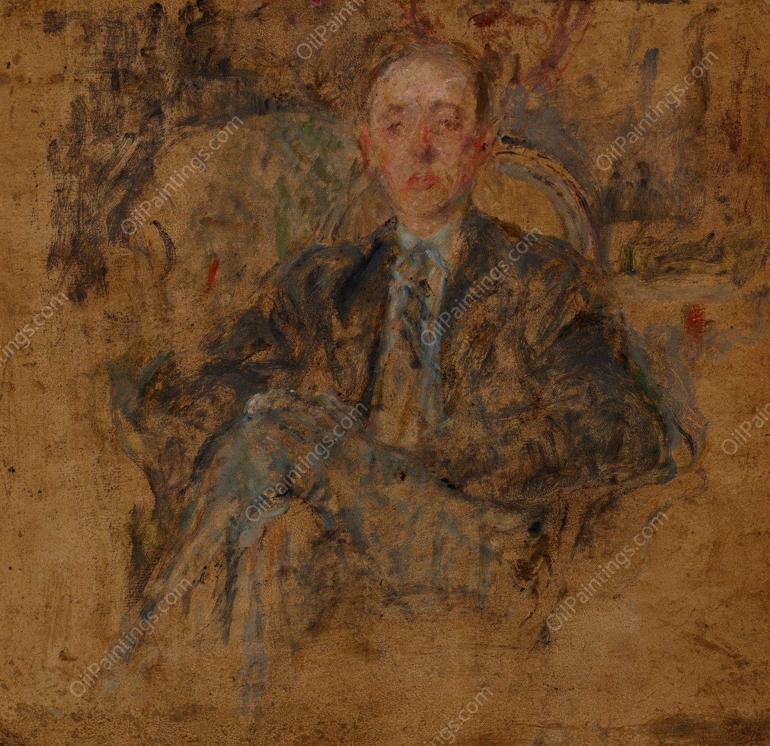 Study of a Male Figure  by Olga Boznanska - Hand-Painted Oil Painting Reproduction