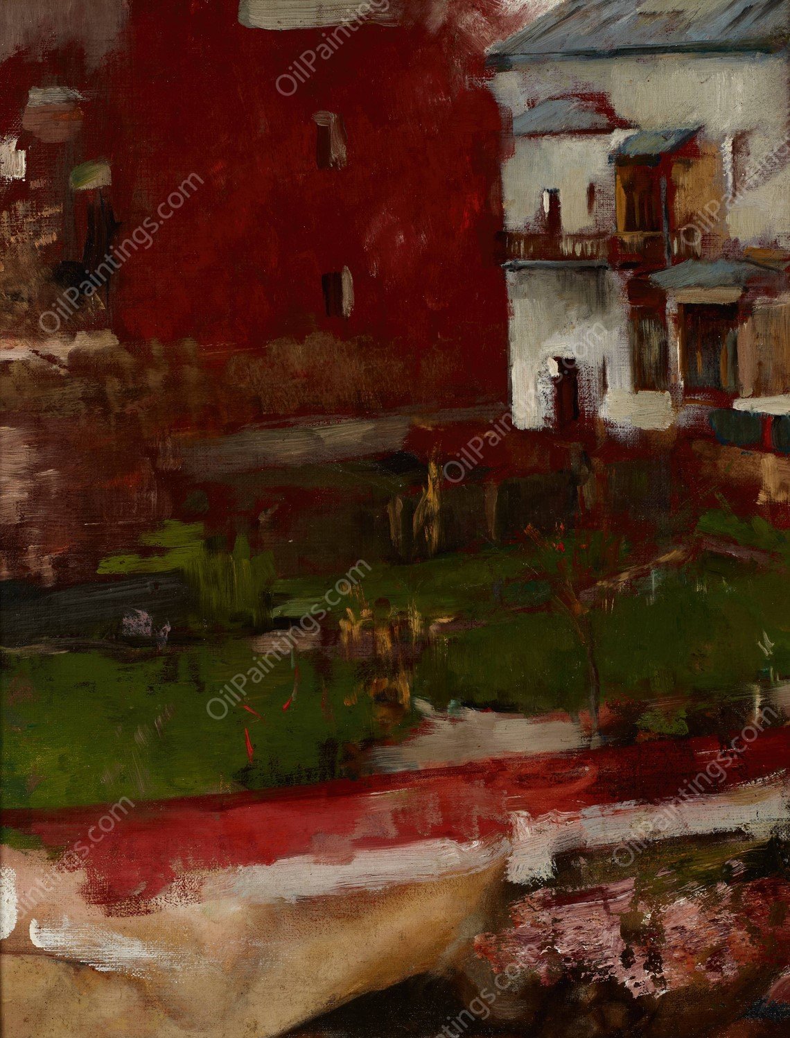 Town Buildings I  by Olga Boznanska - Hand-Painted Oil Painting Reproduction