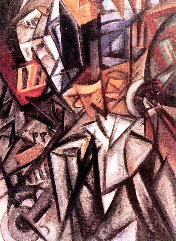 Men in the Street by Olga Rozanova - Hand-Painted Oil Painting Reproduction