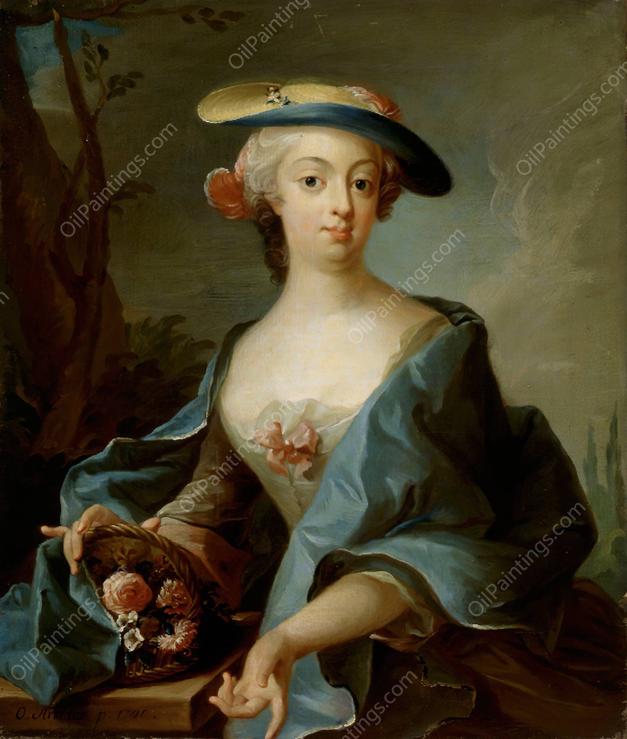 Portrait Of A Lady  by Olof Arenius - Hand-Painted Oil Painting Reproduction