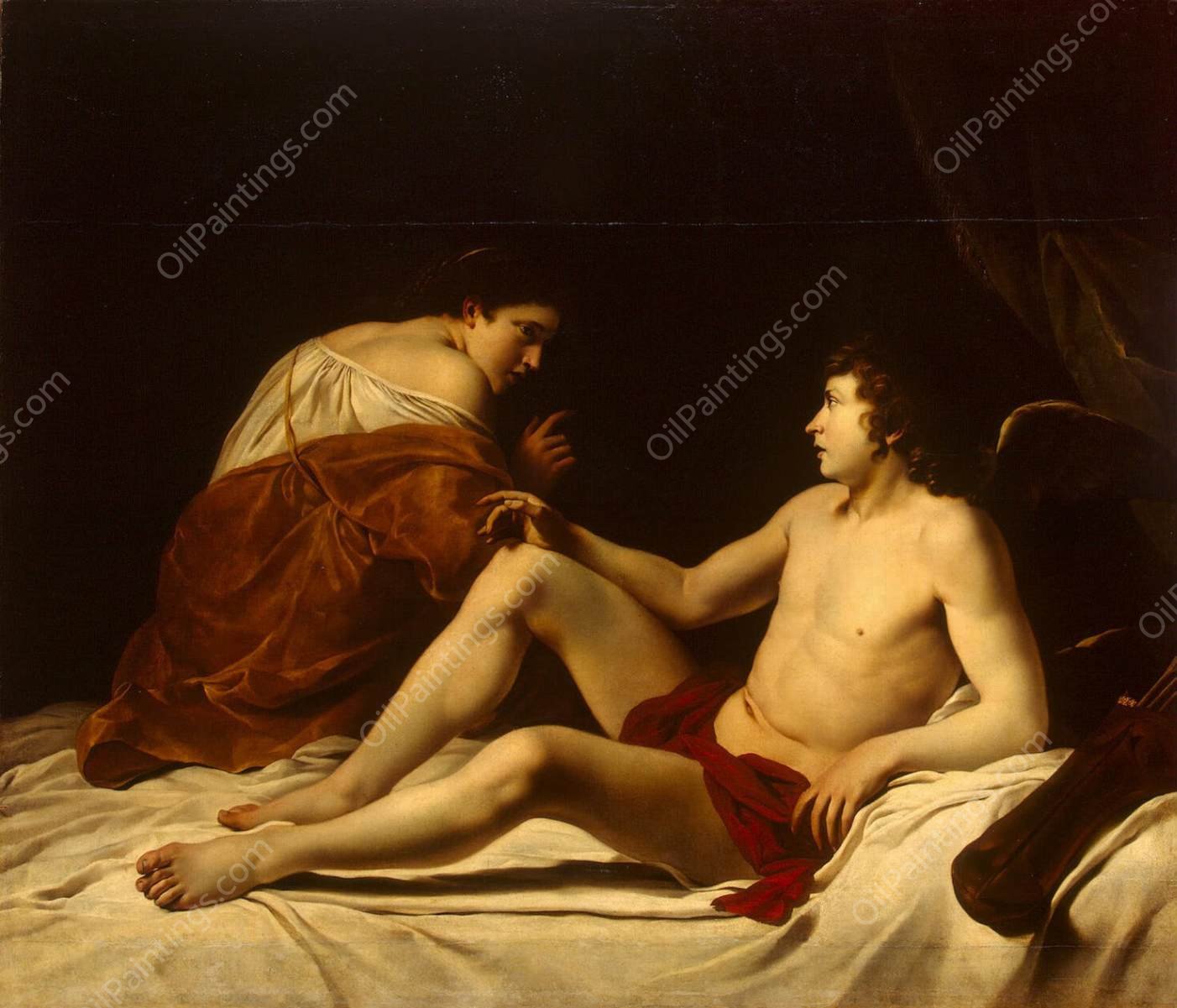 Cupid and Psyche by Orazio Gentileschi - Hand-Painted Oil Painting Reproduction