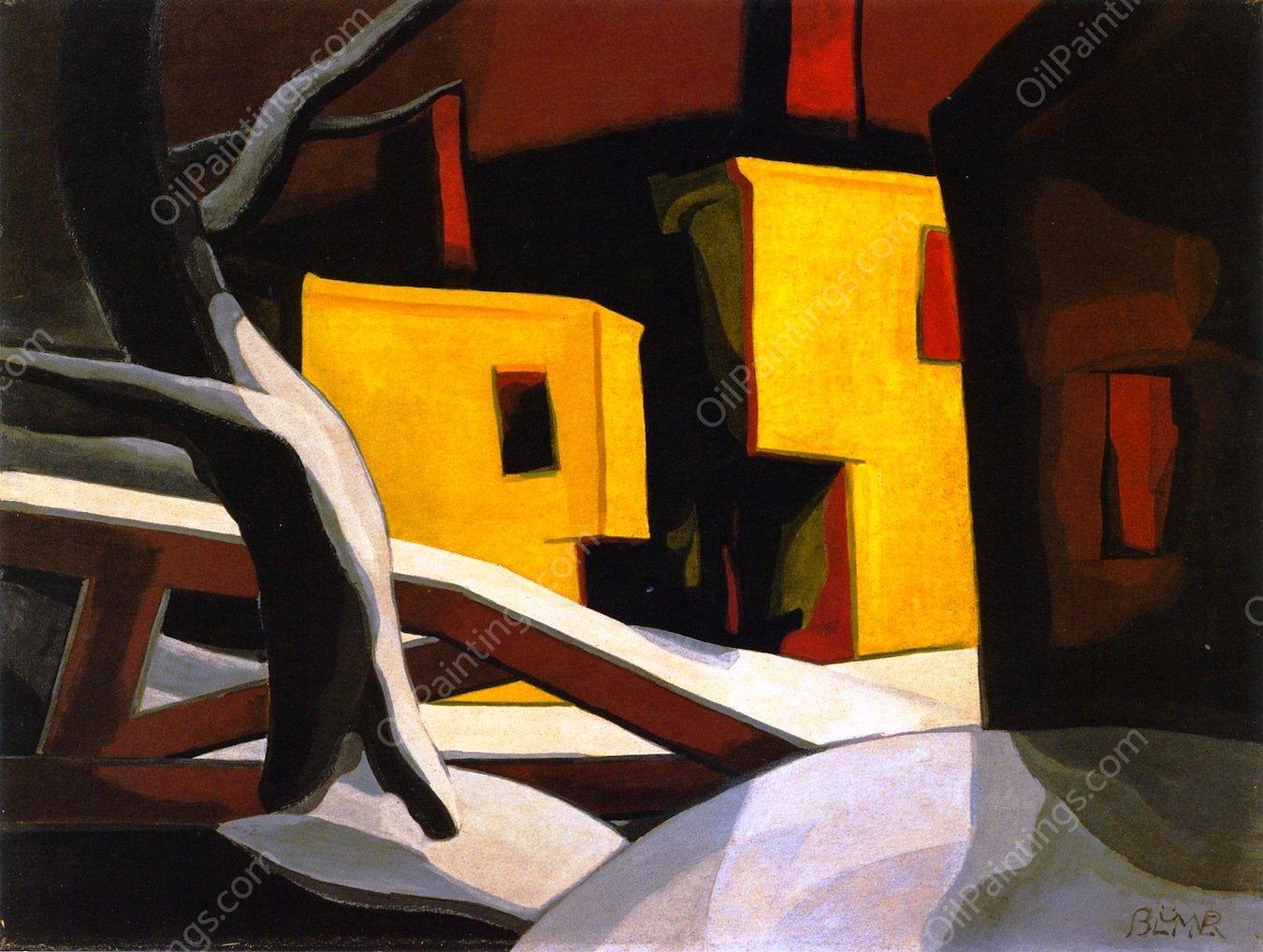 A Light-Yellow by Oscar Bluemner - Hand-Painted Oil Painting Reproduction
