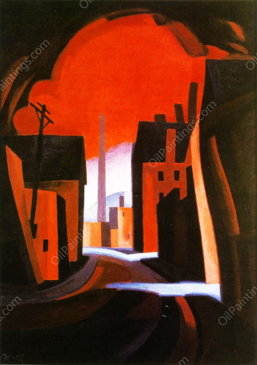 A New England Town by Oscar Bluemner - Hand-Painted Oil Painting Reproduction