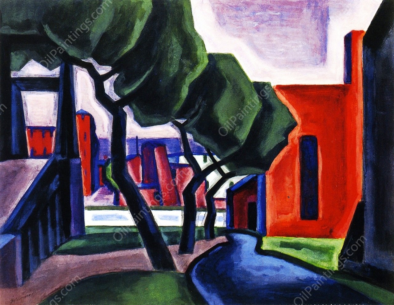 Approach of Night Hoboken by Oscar Bluemner - Hand-Painted Oil Painting Reproduction