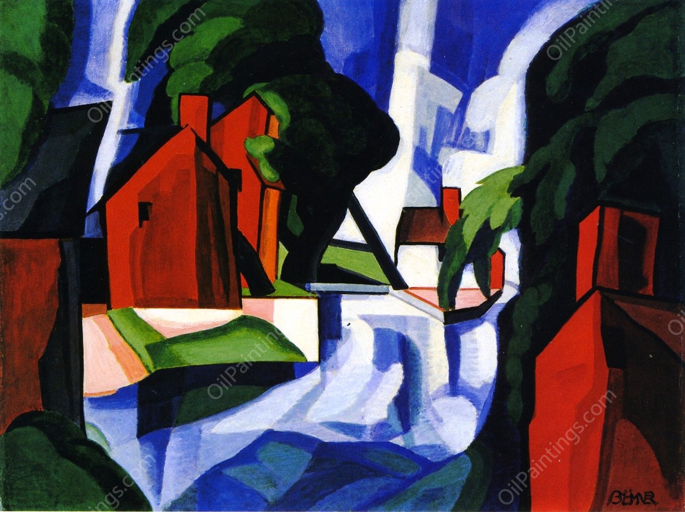 Blue Day by Oscar Bluemner - Hand-Painted Oil Painting Reproduction