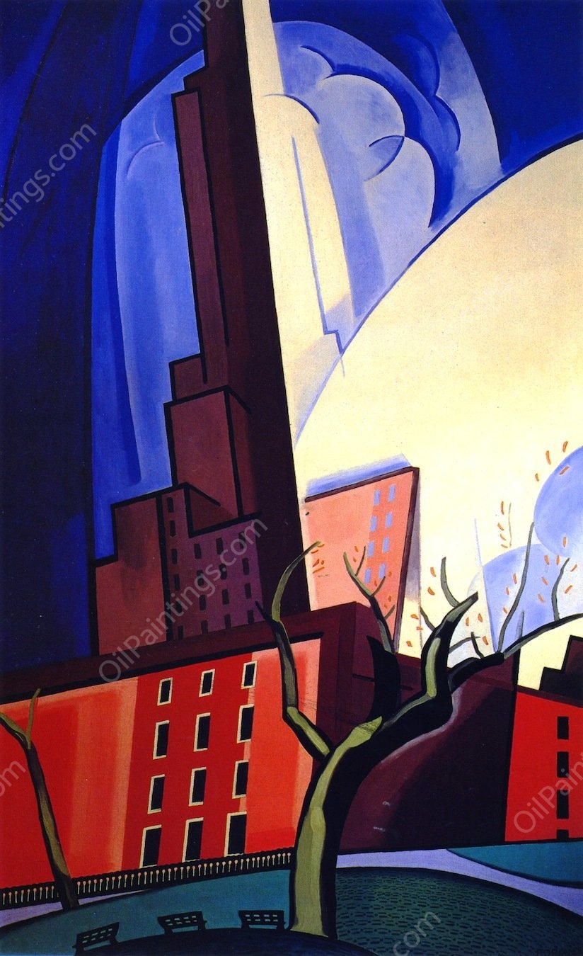 Circles of Washington Square by Oscar Bluemner - Hand-Painted Oil Painting Reproduction