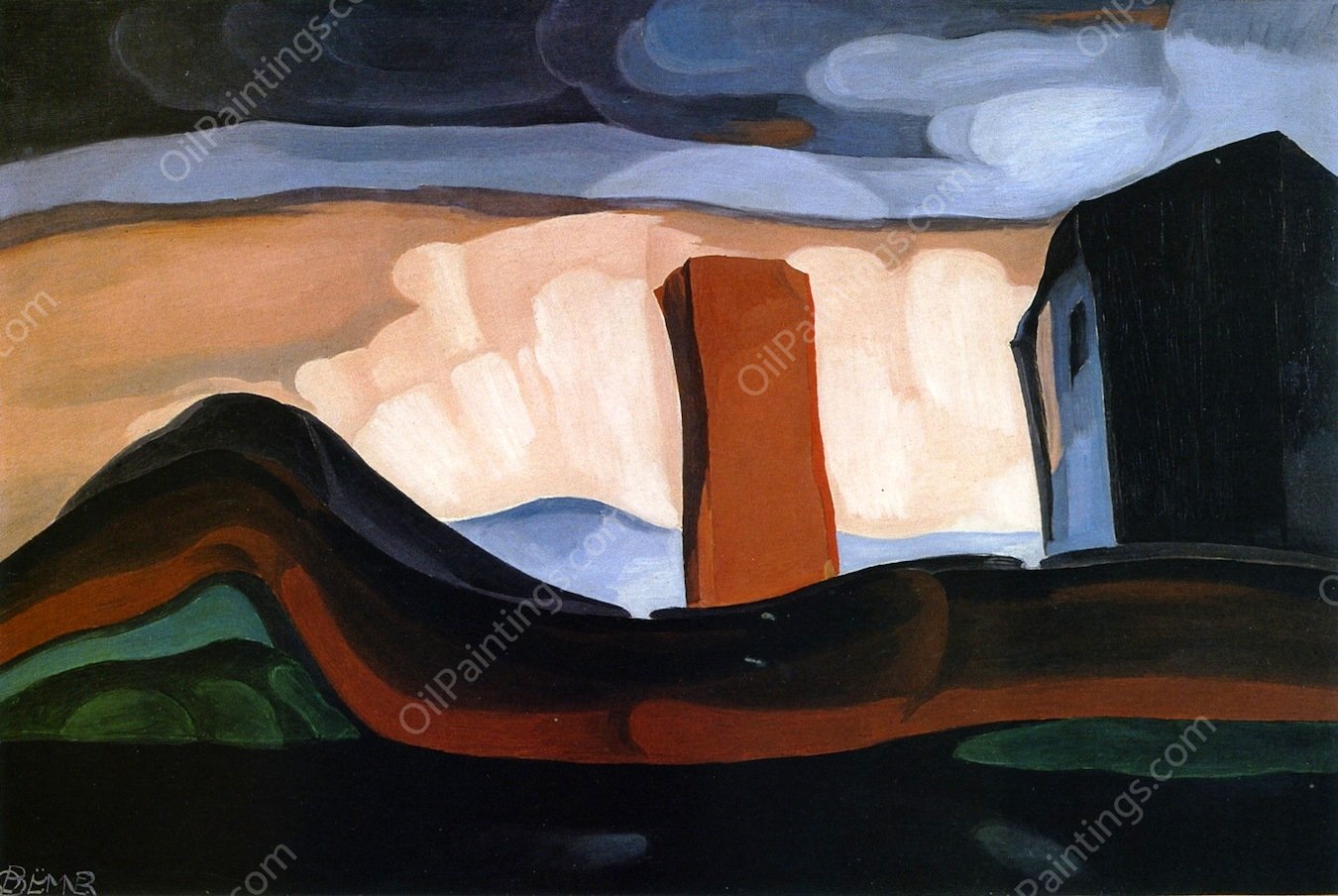 Dawn, a Canal by Oscar Bluemner - Hand-Painted Oil Painting Reproduction