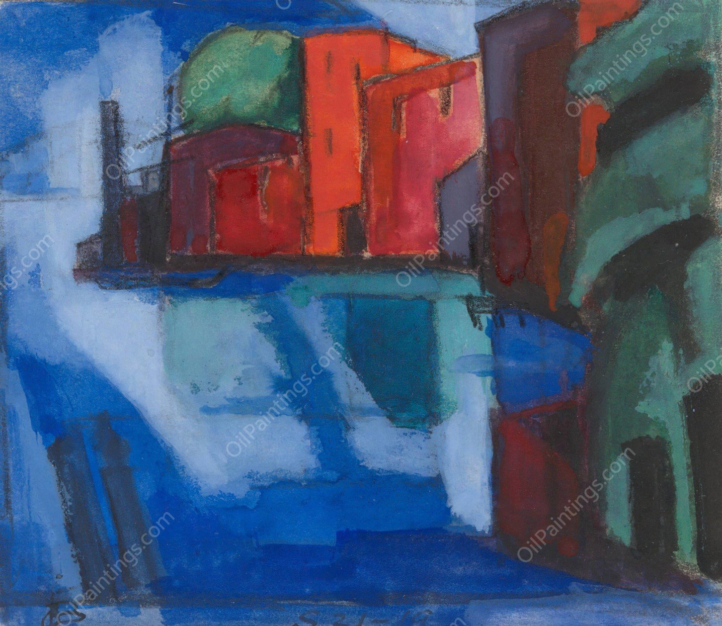 Early Spring, Passaic Valley  by Oscar Bluemner - Hand-Painted Oil Painting Reproduction