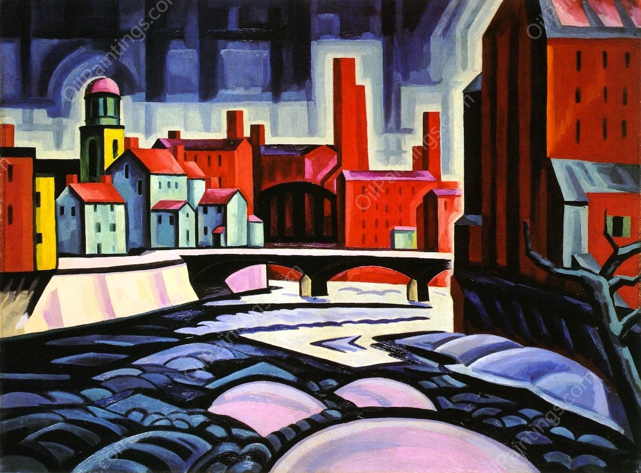 Expression of a Silktown, New Jersey Paterson Centre by Oscar Bluemner - Hand-Painted Oil Painting Reproduction