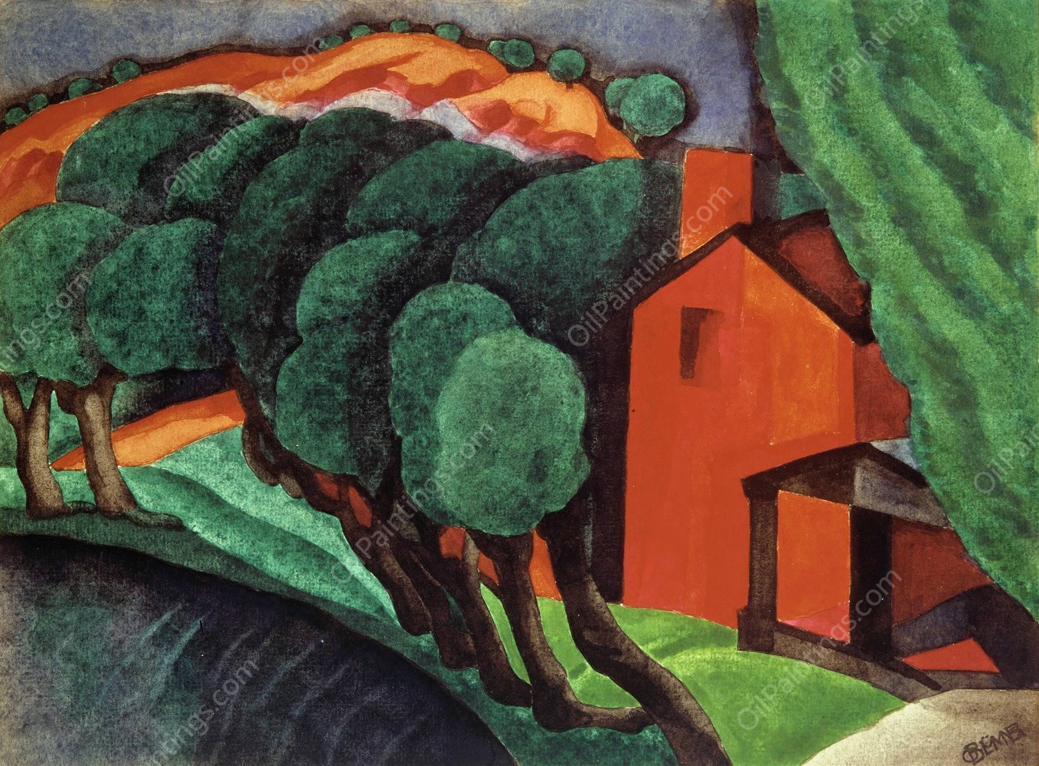 Glowing Night  by Oscar Bluemner - Hand-Painted Oil Painting Reproduction