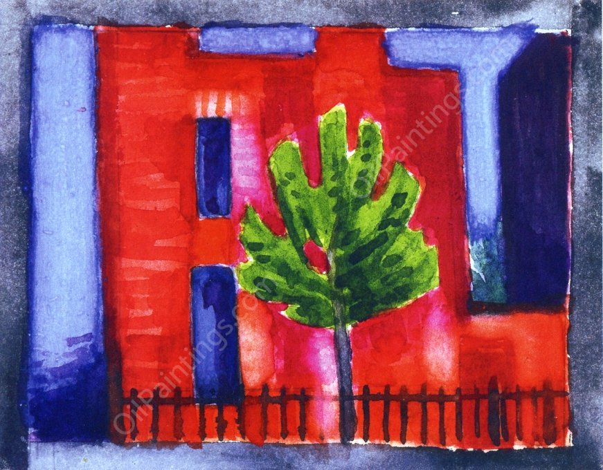 House and Tree by Oscar Bluemner - Hand-Painted Oil Painting Reproduction