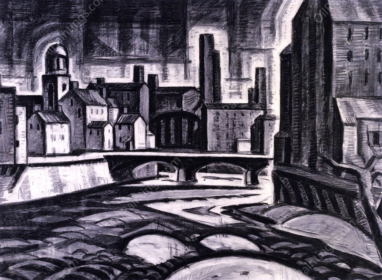 Impression of a Silktown, New Jersey Patterson Centre by Oscar Bluemner - Hand-Painted Oil Painting Reproduction