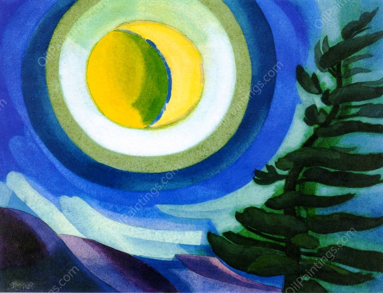 Moon Radiance by Oscar Bluemner - Hand-Painted Oil Painting Reproduction