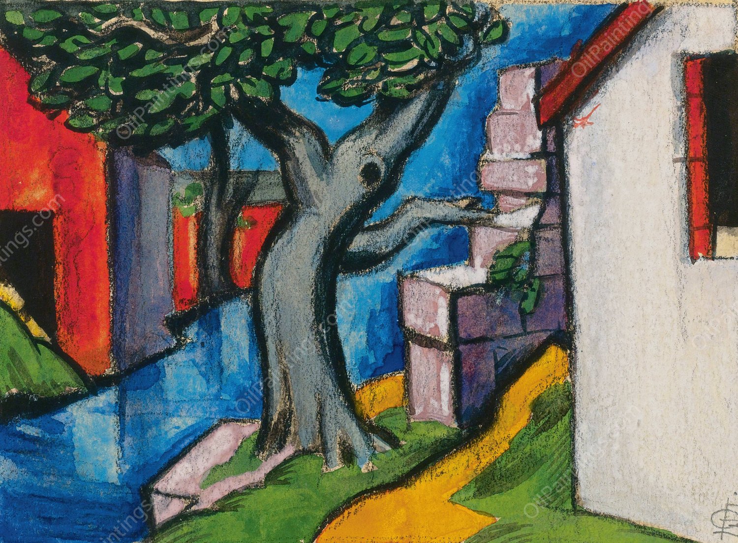 Mystic Tree  by Oscar Bluemner - Hand-Painted Oil Painting Reproduction