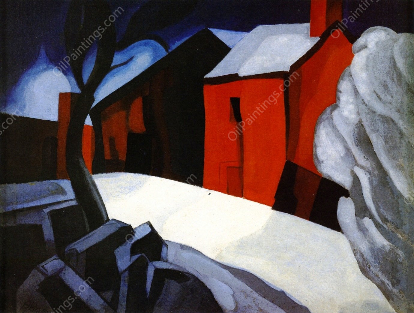 Night and Snow by Oscar Bluemner - Hand-Painted Oil Painting Reproduction