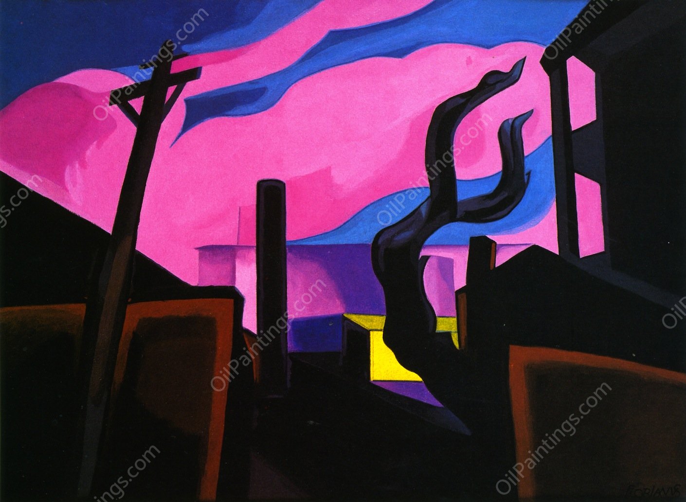Violet Tones by Oscar Bluemner - Hand-Painted Oil Painting Reproduction