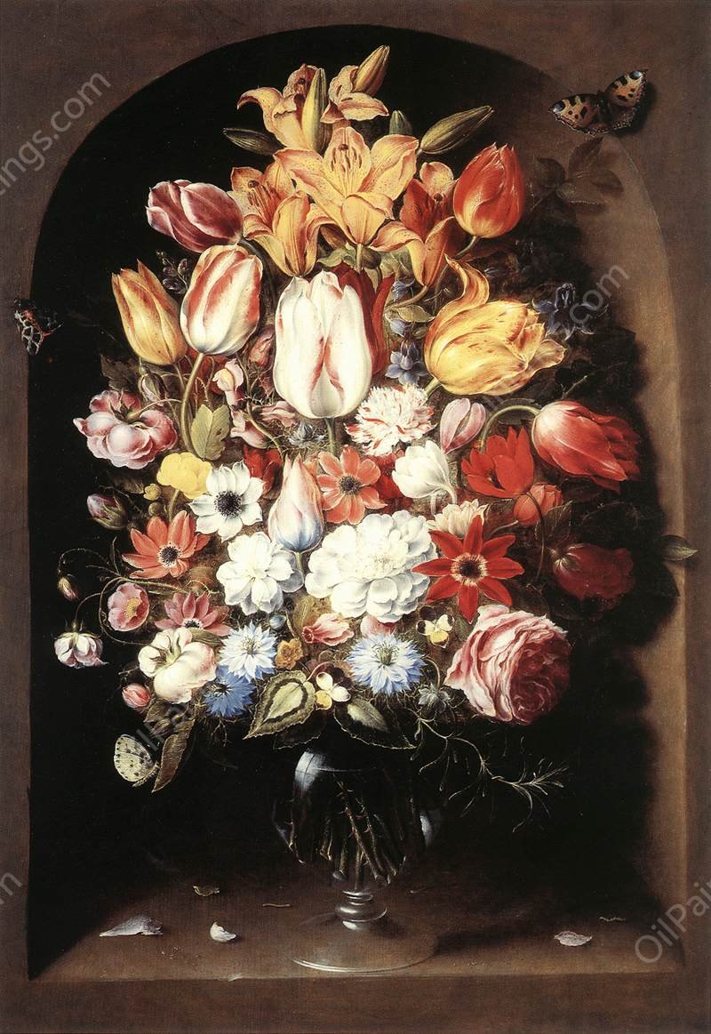 Bouquet in a Niche by Osias Beert - Hand-Painted Oil Painting Reproduction