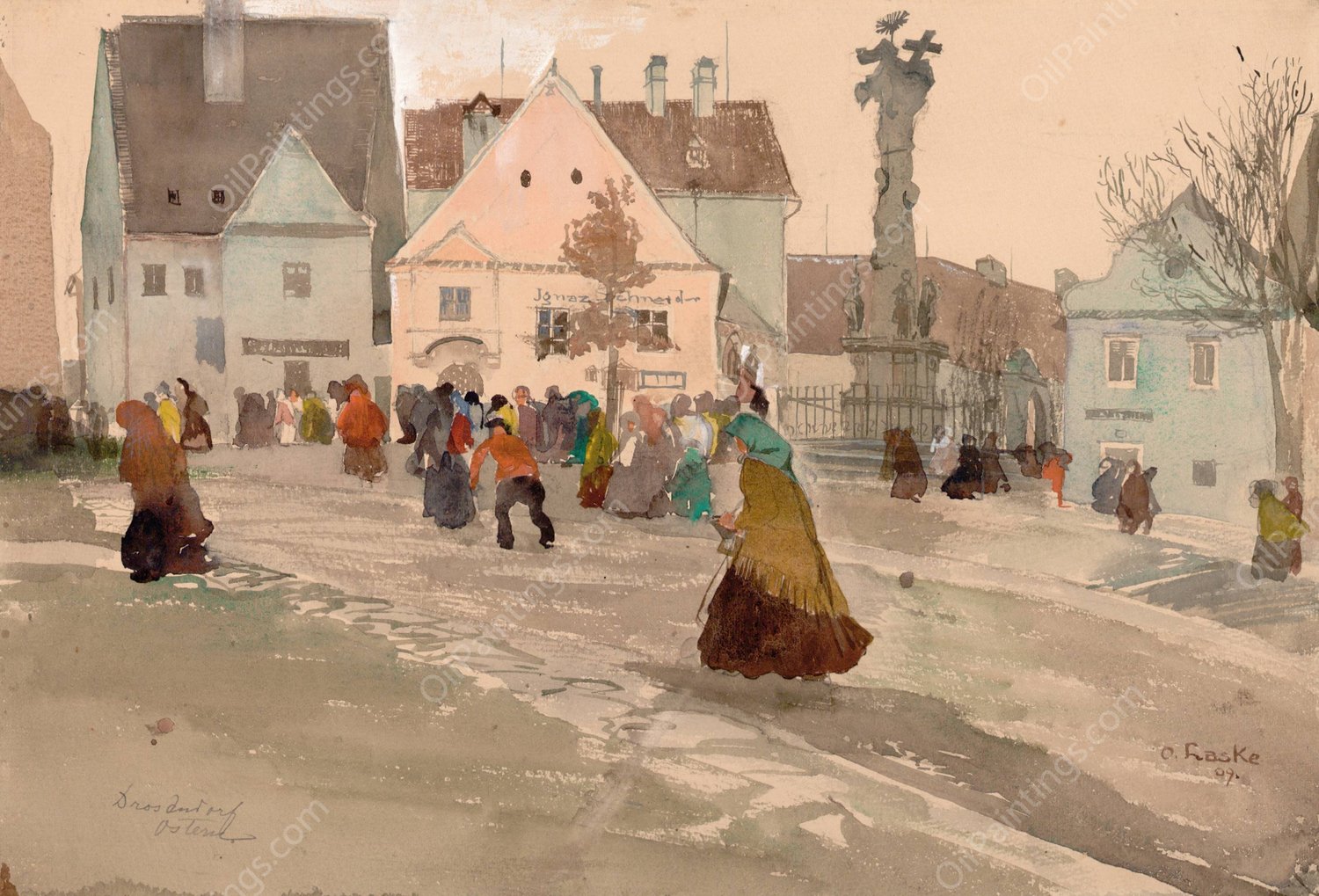 Drosendorf  by Oskar Laske - Hand-Painted Oil Painting Reproduction